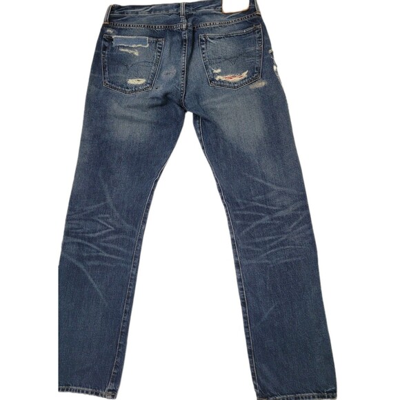 Polo Ralph Lauren Mens Classic Fit Patchwork Bandana Distressed Denim Jeans - Picture 4 of 16